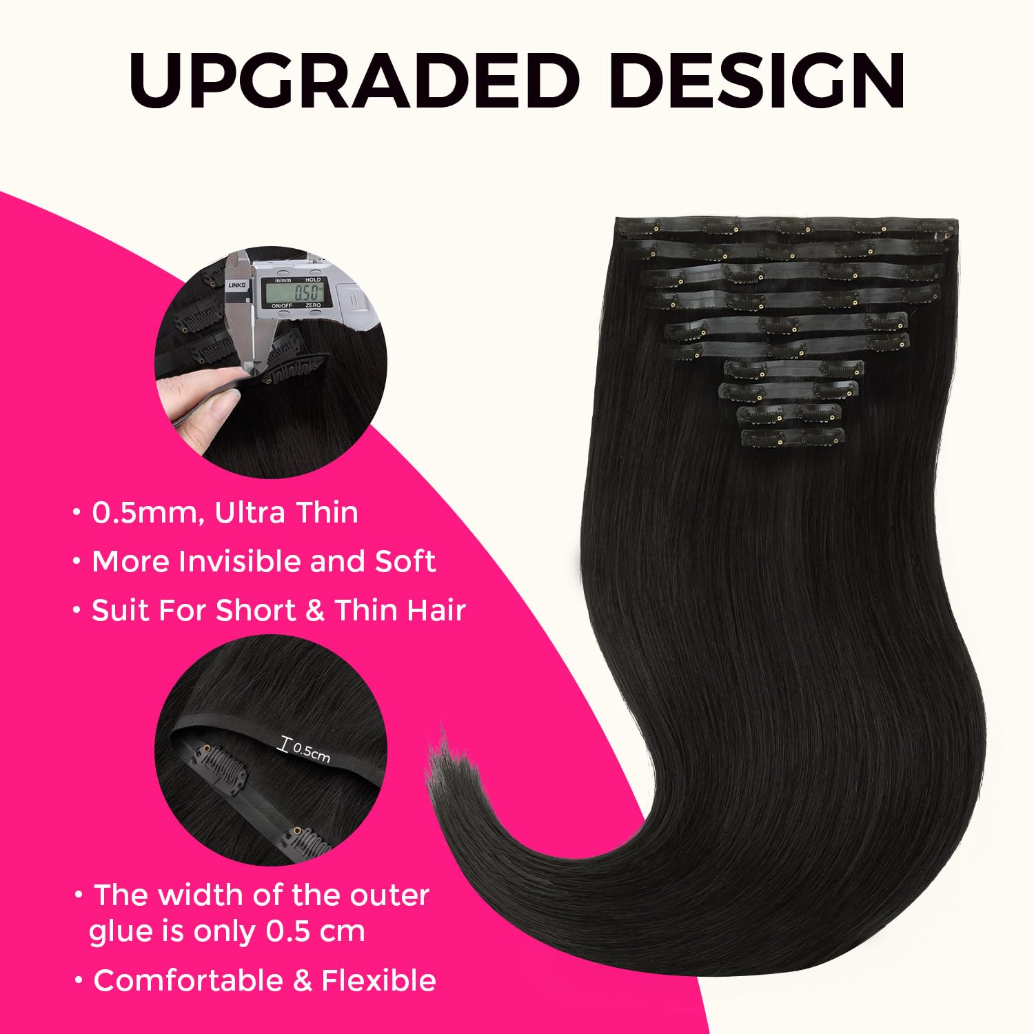High Volume 10pcs Seamless Clip in Hair Extensions Super Flat