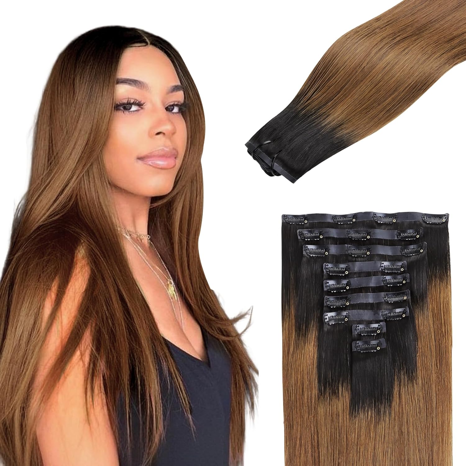 Colored 9pcs Super Flat Seamless Clip in Hair Extensions