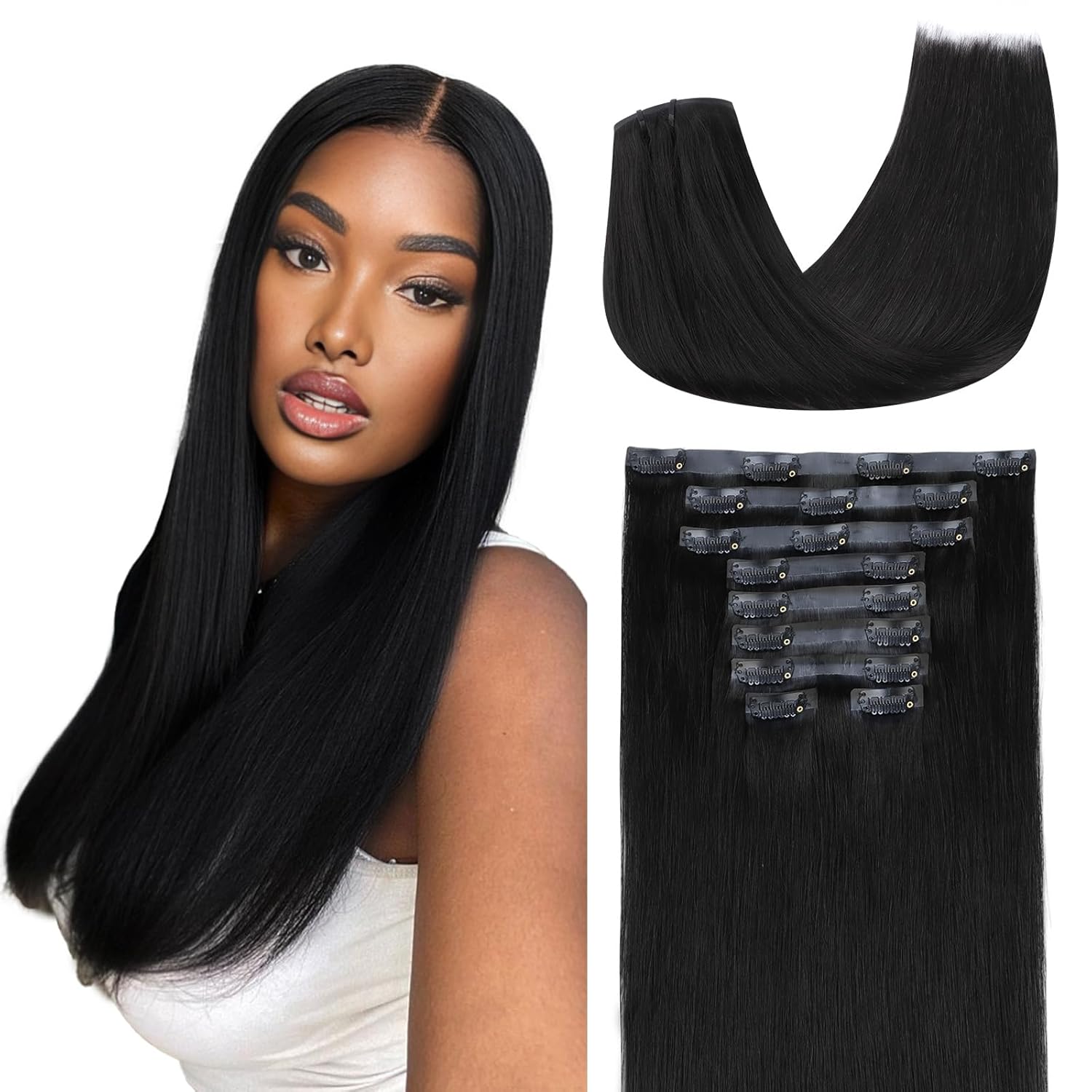 Colored 9pcs Super Flat Seamless Clip in Hair Extensions