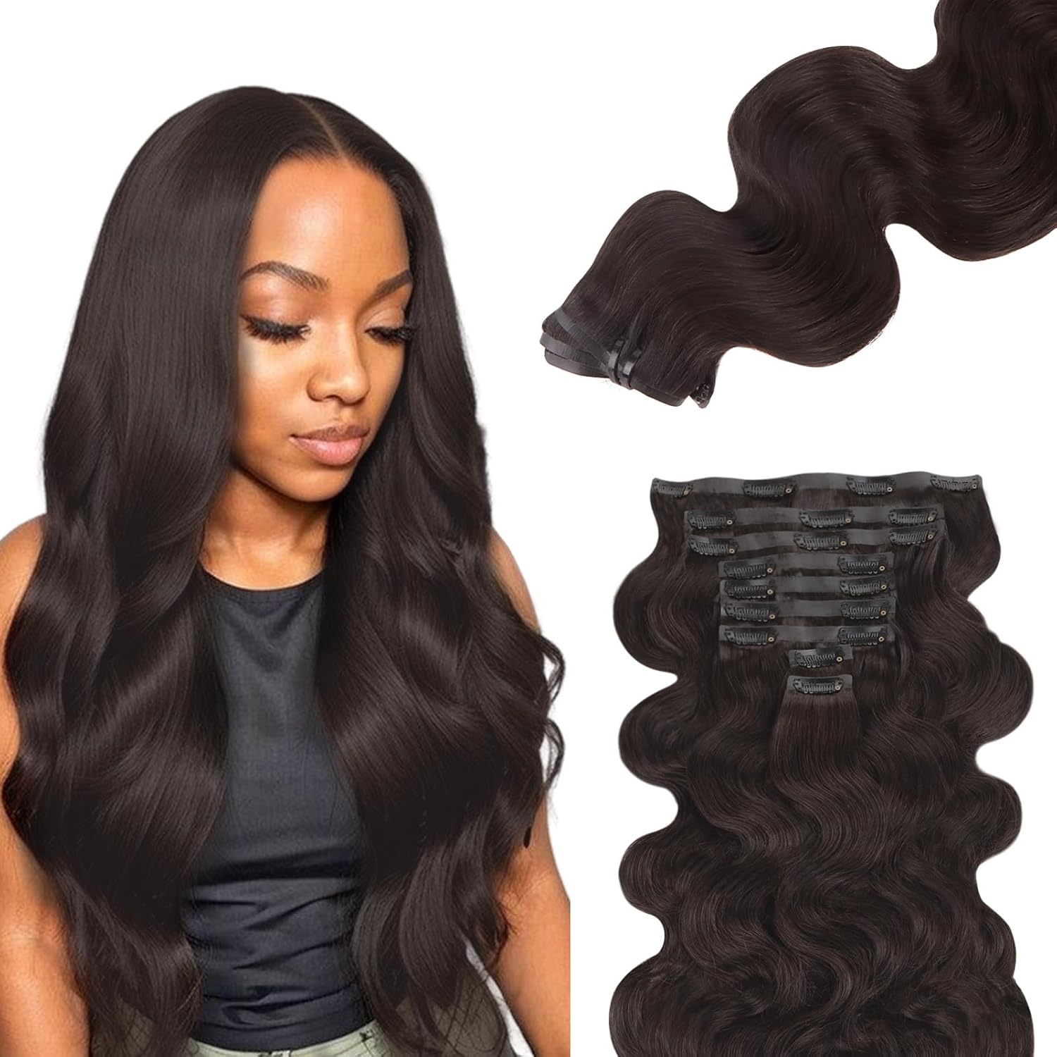 Colored 9pcs Super Flat Seamless Clip in Hair Extensions