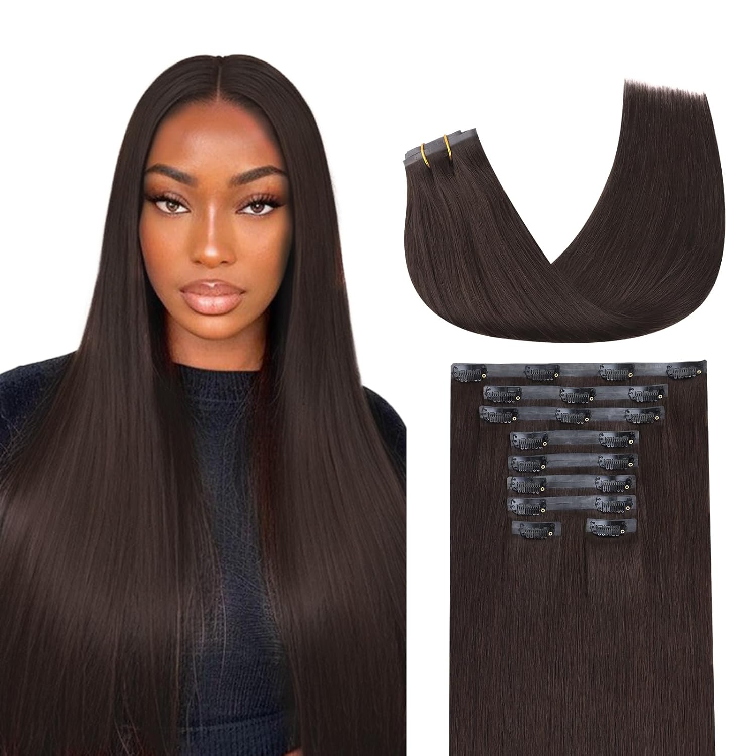 Colored 9pcs Super Flat Seamless Clip in Hair Extensions