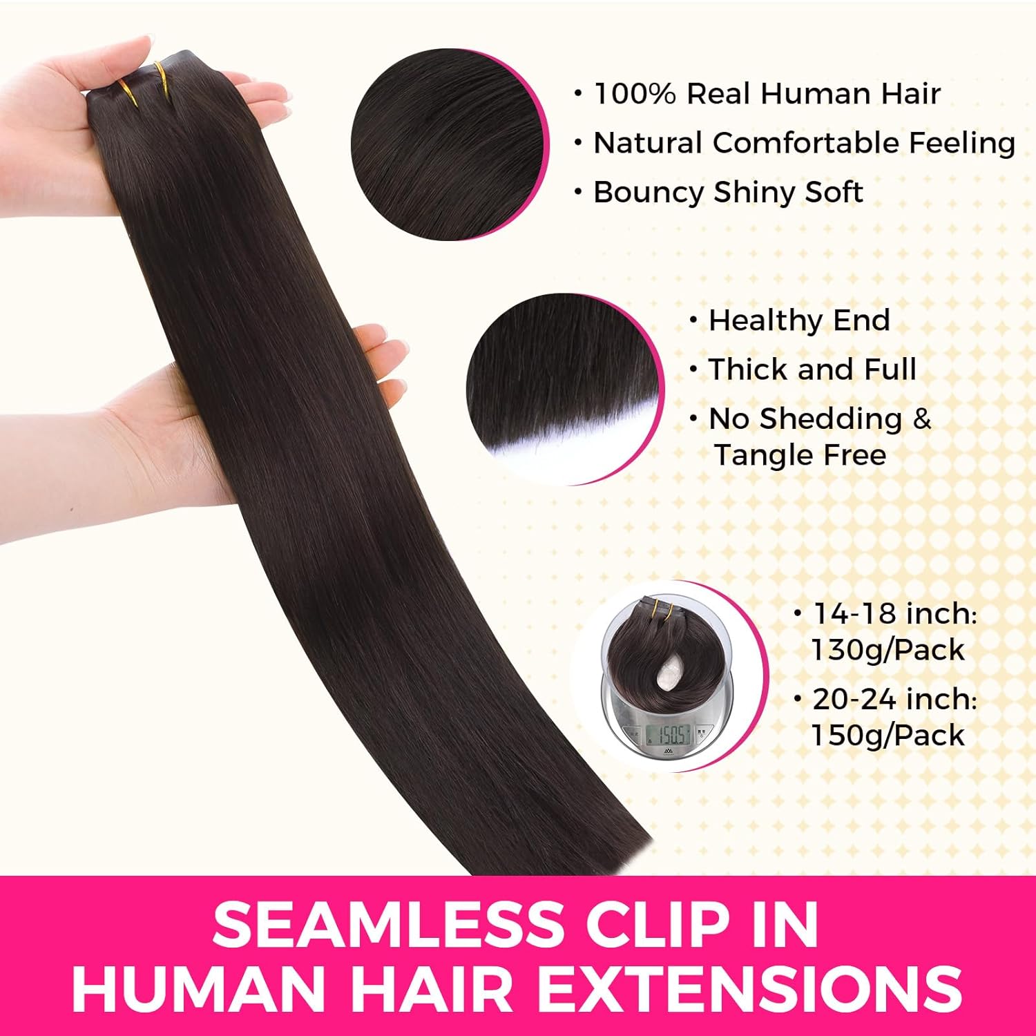 Colored 9pcs Super Flat Seamless Clip in Hair Extensions