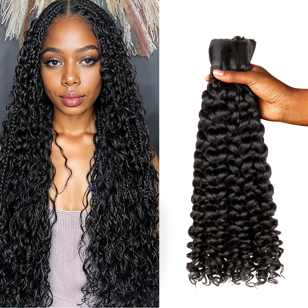 Lashey Human Hair Bulk Deep Wave for Boho Braiding