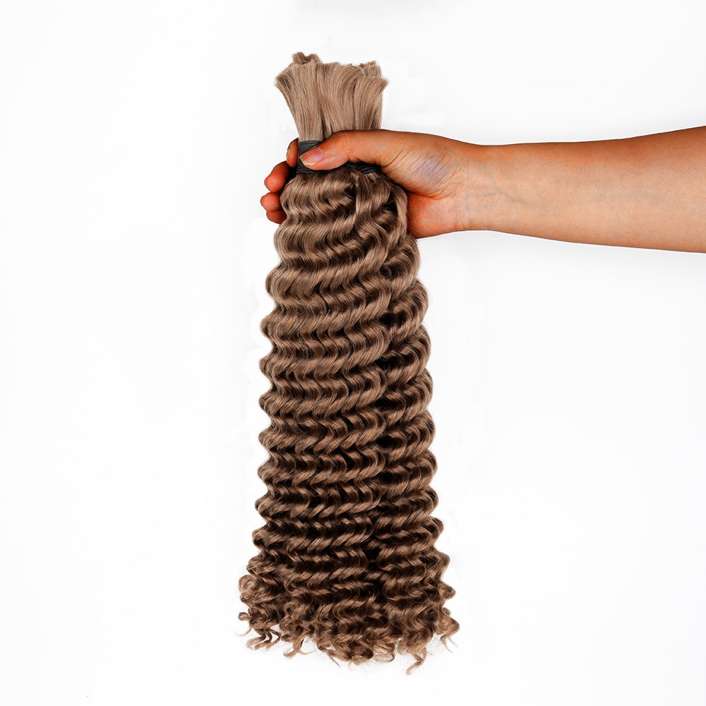 Lashey Human Hair Bulk Deep Wave #6 for Boho Braiding