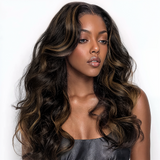 $119 BOGO | Lashey Brown Highlights Body Wave Seamless Clip in Hair Extensions