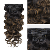 $199 BOGO | Lashey #1B/6/1B Highlights Body Wave Seamless Clip in Hair Extensions