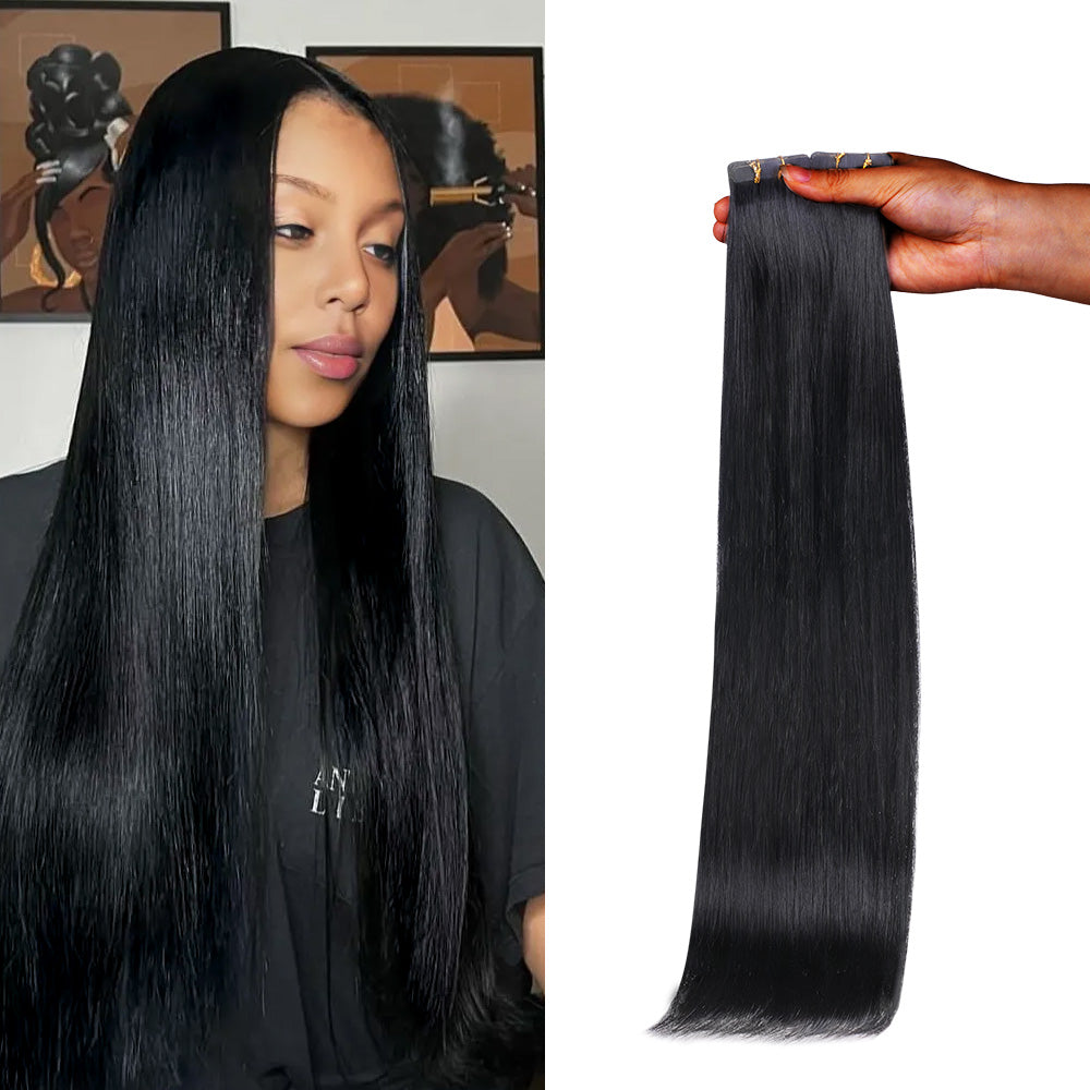 Lashey Seamless Tape in Hair Extensions Silky Straight #1 Jet Black Virgin Human Hair