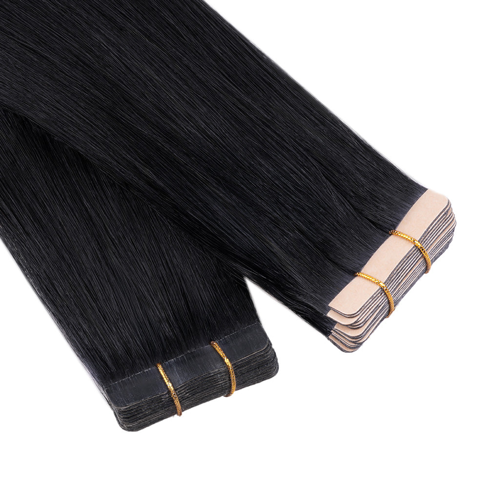 Lashey Seamless Tape in Hair Extensions Silky Straight #1 Jet Black Virgin Human Hair