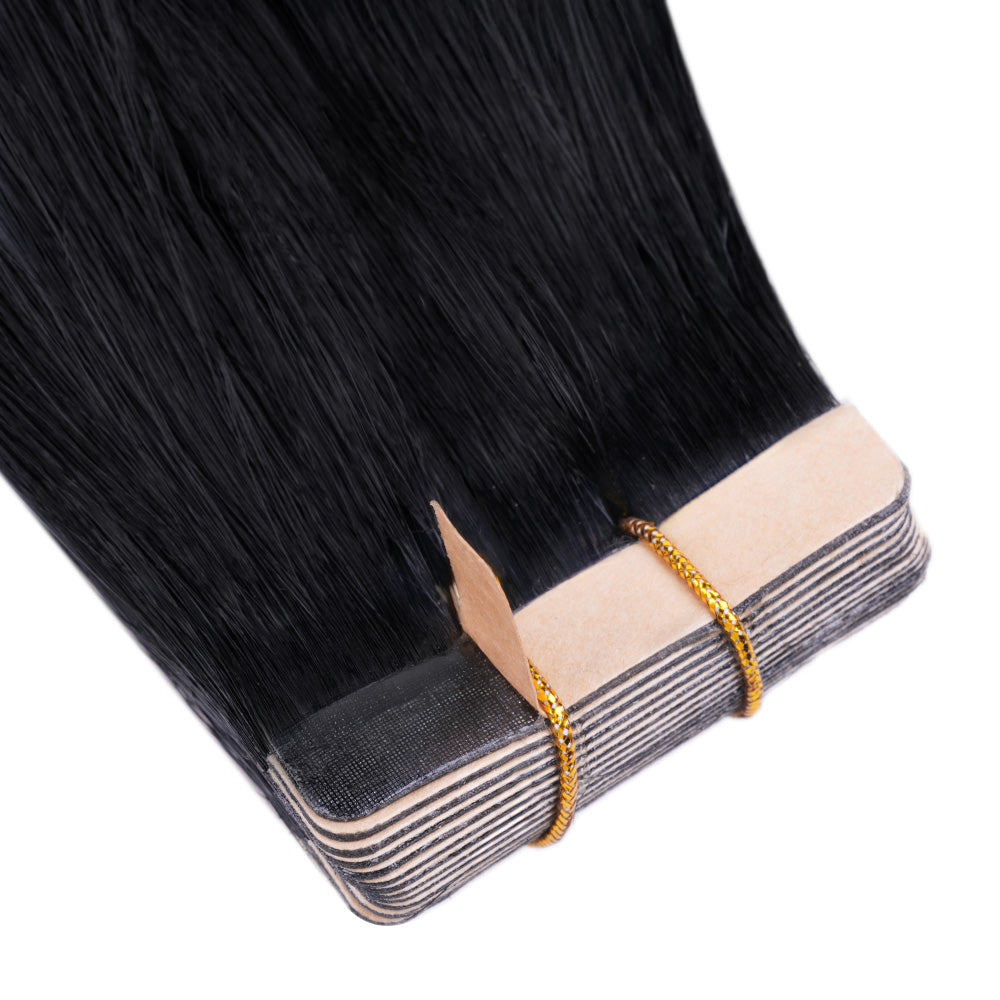 Lashey Seamless Tape in Hair Extensions Silky Straight #1 Jet Black Virgin Human Hair
