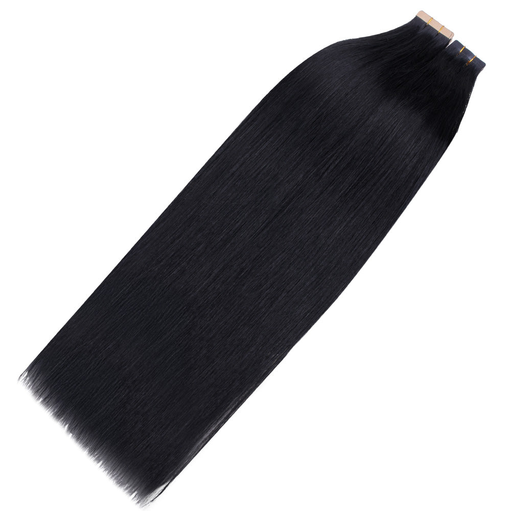 Lashey Seamless Tape in Hair Extensions Silky Straight #1 Jet Black Virgin Human Hair