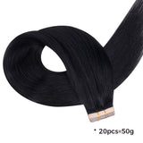 Lashey Seamless Tape in Hair Extensions Silky Straight #1 Jet Black Virgin Human Hair