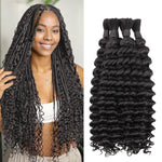 Lashey Human Hair Bulk Deep Wave for Boho Braiding