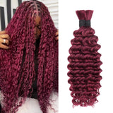 Lashey Human Hair Bulk Deep Wave 99J for Boho Braiding