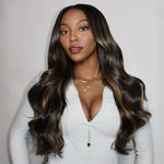 Lashey Seamless Clip in Hair Extensions Super Flat Silky Straight Brown Highlights Real Human Hair