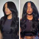 Lashey Seamless Clip in Hair Extensions Super Flat Yaki Straight #1 Jet Black Real Human Hair