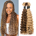 Lashey Human Hair Bulk Deep Wave #4/27 for Boho Braiding
