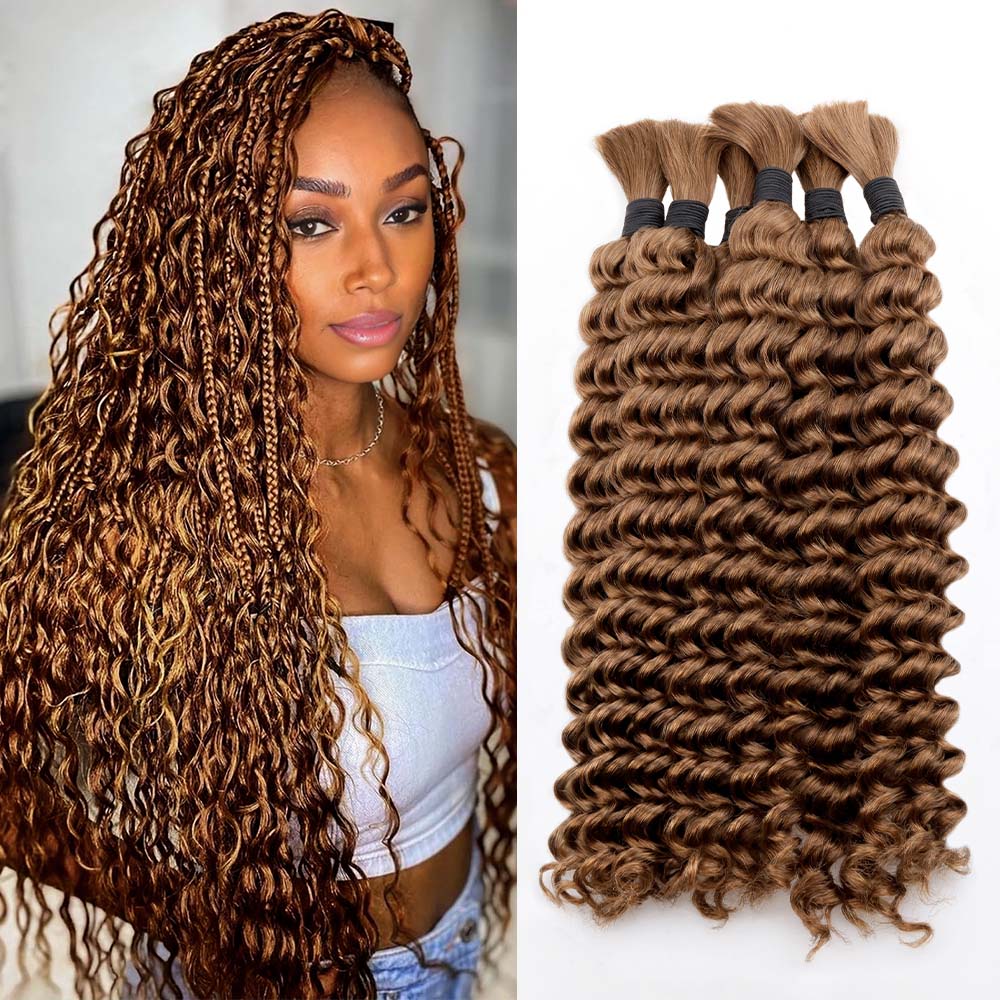 Lashey Human Hair Bulk Deep Wave #6 for Boho Braiding