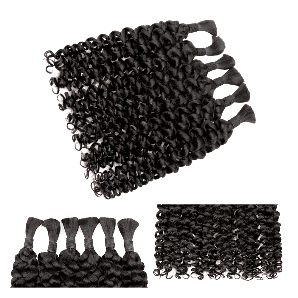 Lashey Human Hair Bulk Water Wave for Boho Braiding Hair Bulk for Boho