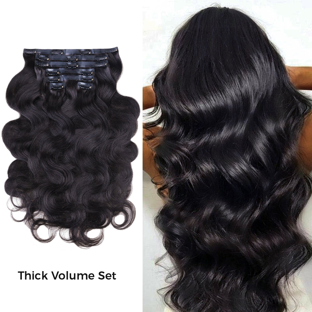 Lashey Upgraded Invisi Edge Seamless Clip in Hair Extensions Body Wave Human Hair
