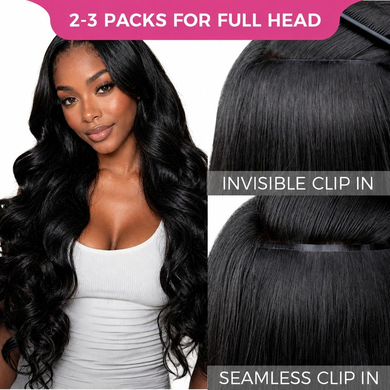 Lashey Most Undetectable Seamless Clip in Hair Extensions Real Human Hair