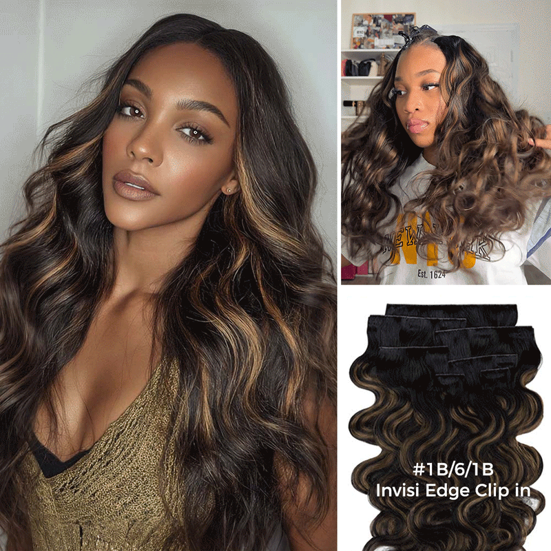 Lashey Exclusive Fall Color Ultra Invisible Seamless Clip in Hair Extensions