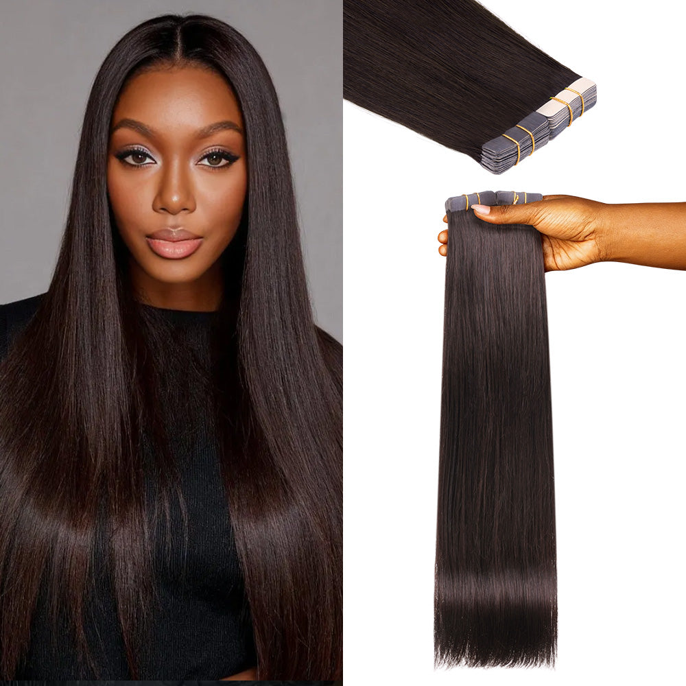 Lashey Seamless Tape in Hair Extensions Silky Straight #2 Dark Brown Virgin Human Hair