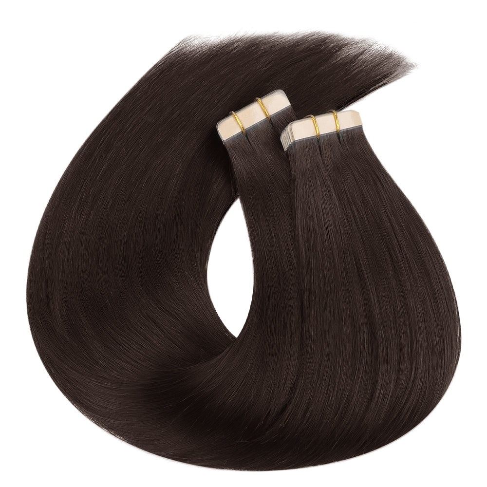 Lashey Seamless Tape in Hair Extensions Silky Straight #2 Dark Brown Virgin Human Hair