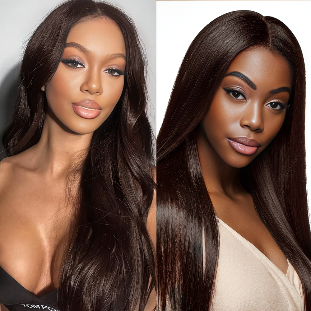 Lashey Seamless Tape in Hair Extensions Silky Straight #2 Dark Brown Virgin Human Hair