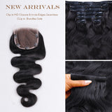 Lashey Body Wave Clip in 5X5 HD Closure | Invisi Edge Seamless Clip ins