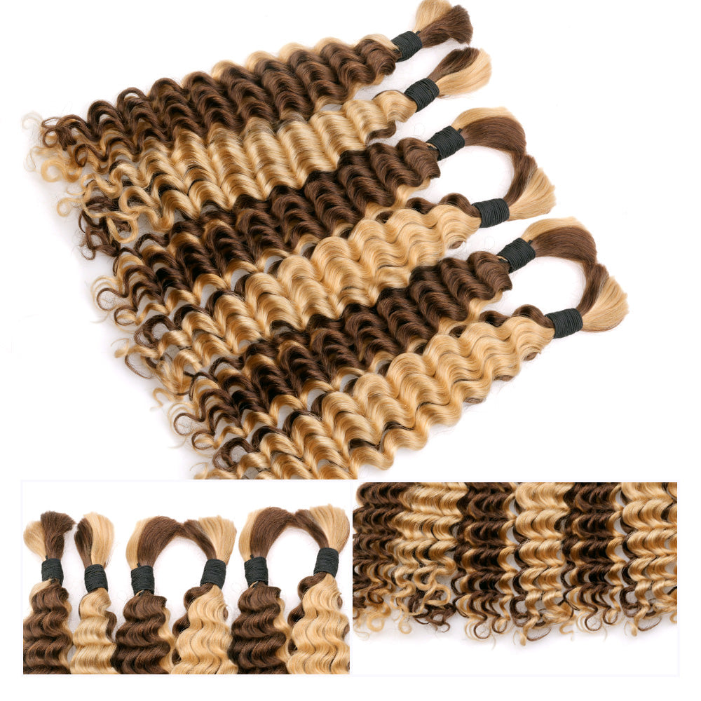 Lashey Human Hair Bulk Deep Wave #4/27 for Boho Braiding