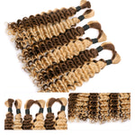 Lashey Human Hair Bulk Deep Wave #4/27 for Boho Braiding