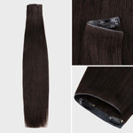 Lashey Invisi Edge Seamless Clip in Hair Extensions Yaki Straight #2 Dark Brown Real Human Hair