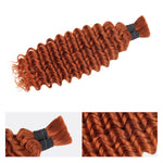 Lashey Human Hair Bulk Deep Wave Ginger for Boho Braiding