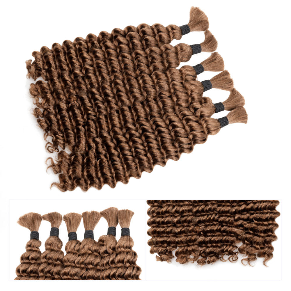 Lashey Human Hair Bulk Deep Wave #6 for Boho Braiding
