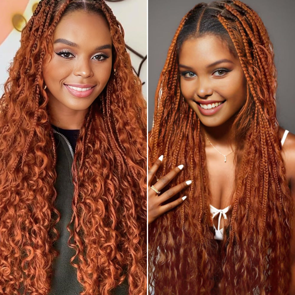 Lashey Human Hair Bulk Deep Wave Ginger for Boho Braiding