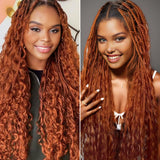 Lashey Human Hair Bulk Deep Wave Ginger for Boho Braiding