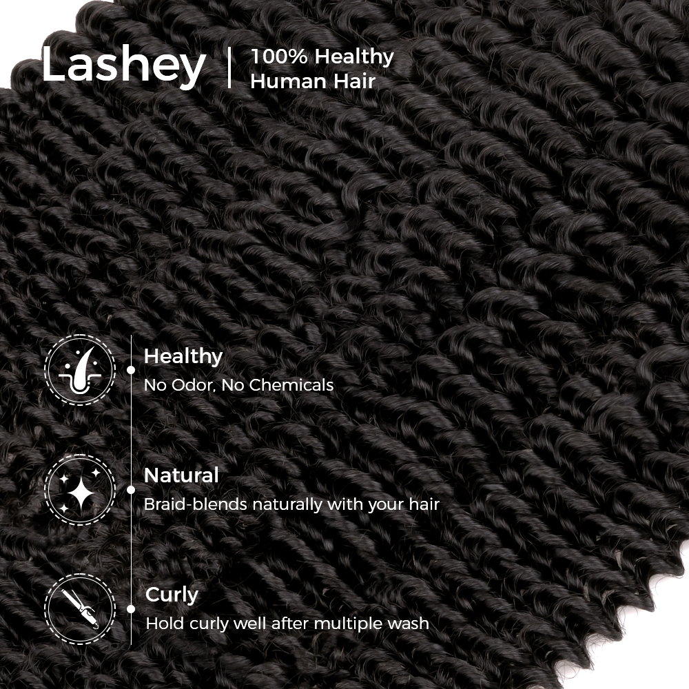 Lashey Human Hair Bulk Kinky Curly for Boho Braiding
