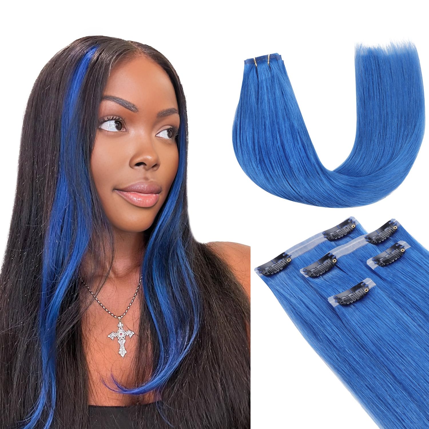 4pcs Colorful Silky Straight Seamless Clip in Hair Extensions For Highlights Style