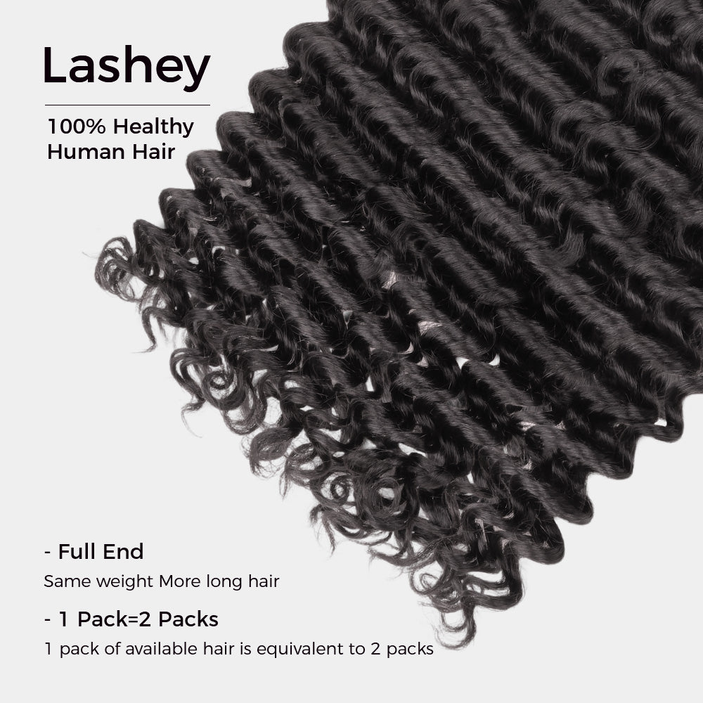 Lashey Human Hair Bulk Deep Wave for Boho Braiding