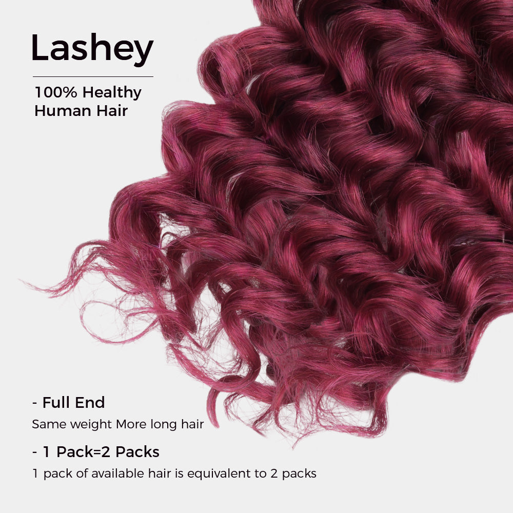 Lashey Human Hair Bulk Deep Wave 99J for Boho Braiding