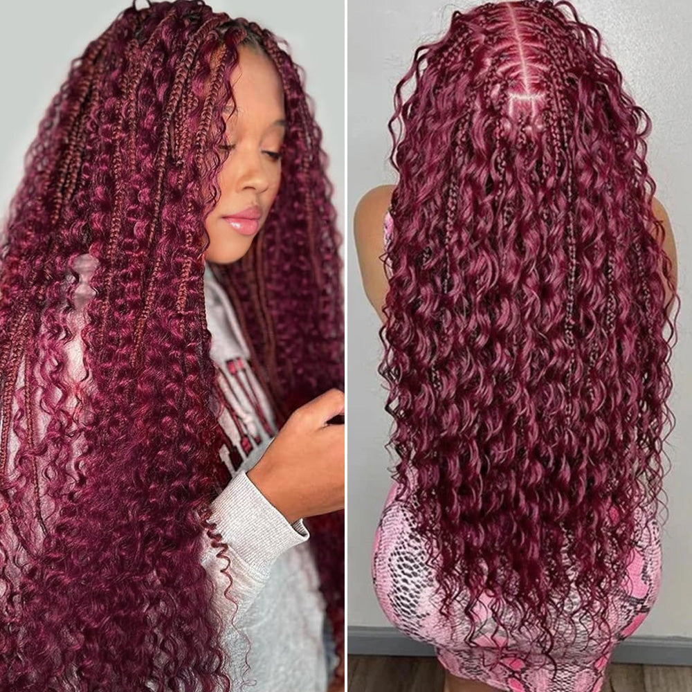 Lashey Human Hair Bulk Deep Wave 99J for Boho Braiding