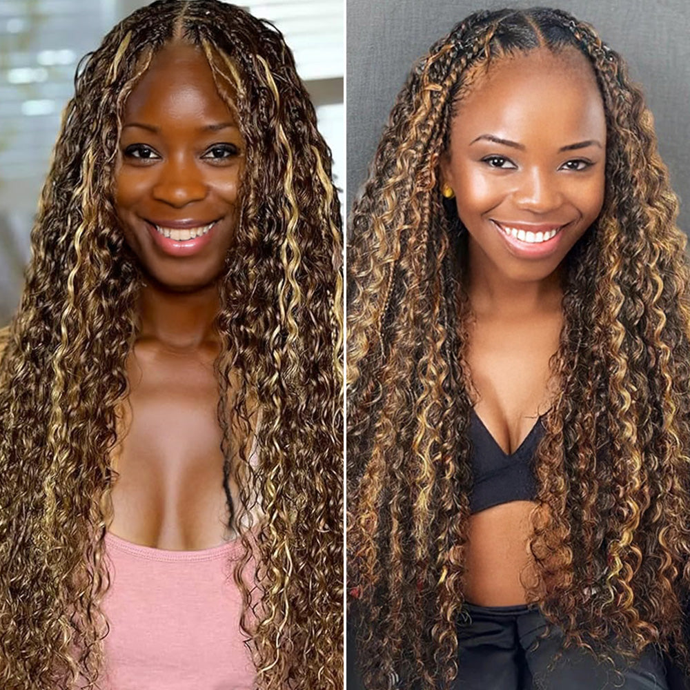 Lashey Human Hair Bulk Deep Wave #4/27 for Boho Braiding