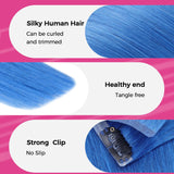 Final Sale | 22" 4pcs Seamless Clip in Blue Silky Straight Hair Extensions-US Only