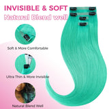 Final Sale | 4pcs Seamless Clip in Green Silky Straight Hair Extensions-US Only