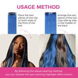 Final Sale | 22" 4pcs Seamless Clip in Blue Silky Straight Hair Extensions-US Only