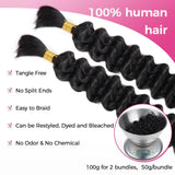 Double Drawn Human Braiding Hair Bulk for Boho Braids Knotless Box Braid