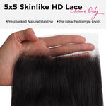 Super Fine HD Lace Closure Frontal Pre Bleached Knots Pre Plucked Hairline Human Hair