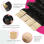 Lashey Tape in Hair Extensions Human Hair Body Wave Natural Black 18 Inch 50g/pack Invisible Soft Tape Ins for Women
