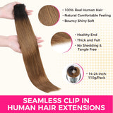 Add on Items | 24" Seamless Clip in Ombre Highlights Yaki Straight Hair Extensions (110g)