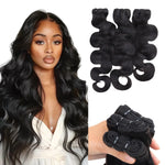 Lashey Human Hair Bundles Deep Wave 3 Bundles 14 16 18 Inches 100% Virgin Human Hair Bundles Soft and Bouncy Double Weft Deep Wave Bundles Human Hair Extension Natural Black